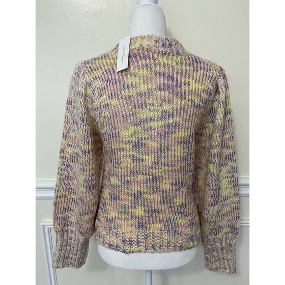 ALL IN FAVOR Pastel Marled Sweater In Pink Multi  size Large - Picture 5 of 5